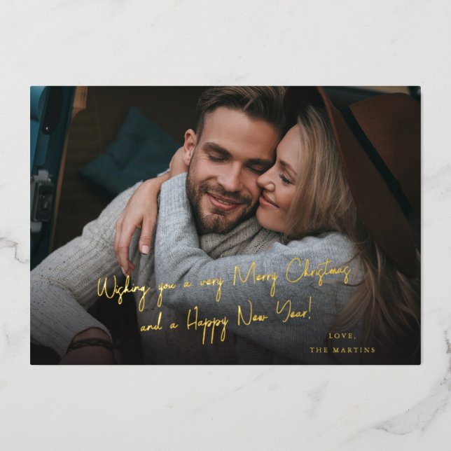 Handwritten Christmas or Holiday Note Photo - DK Foil Invitation (Front)