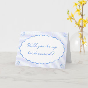 Handwritten Coastal Striped Bridesmaid Proposal Card