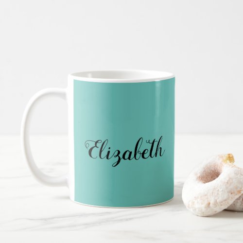 Handwritten Coffee Mug Name Light Teal Green