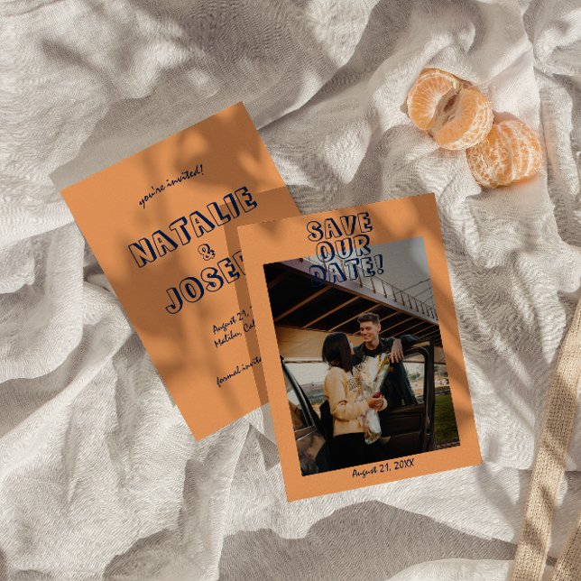 Handwritten Colorful Bold Modern Photo Wedding  Save The Date (Creator Uploaded)