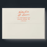 Handwritten Colorful Fun Retro Whimsical Wedding  Envelope<br><div class="desc">A retro modern hand written bright colorful handwritten wedding envelope. Which features bold  bride and groom's handwritten names in orange color. And  personalized return address .  On simple creamy vintage color background. Which suits the whole whimsical wedding suite.</div>