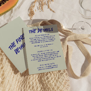 Handwritten colorful Funky Retro Wedding Details Enclosure Card