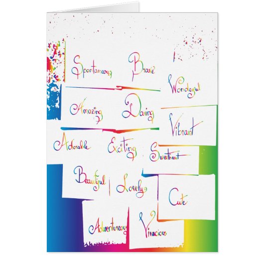 Handwritten Colorful Positive Inspirational words (Front)