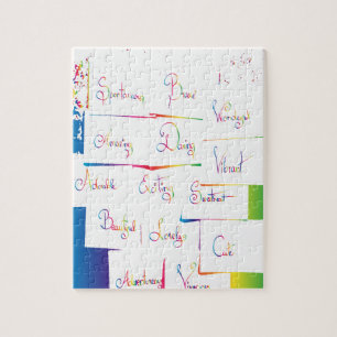 Handwritten Colorful Positive Inspirational words Jigsaw Puzzle