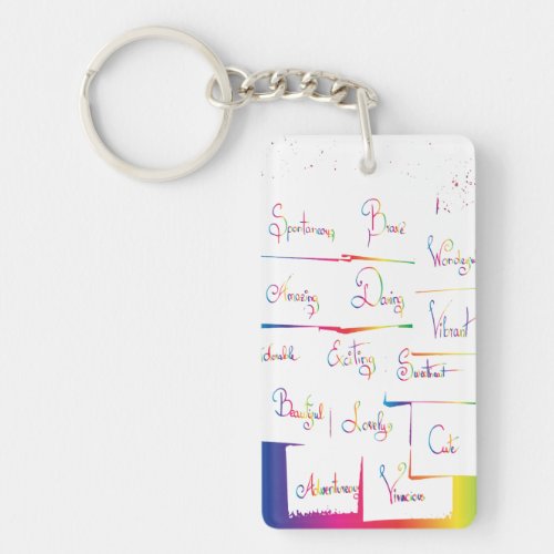 Handwritten Colorful Positive Inspirational words Keychain