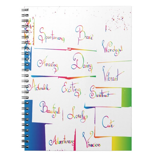 Handwritten Colorful Positive Inspirational words Notebook (Front)