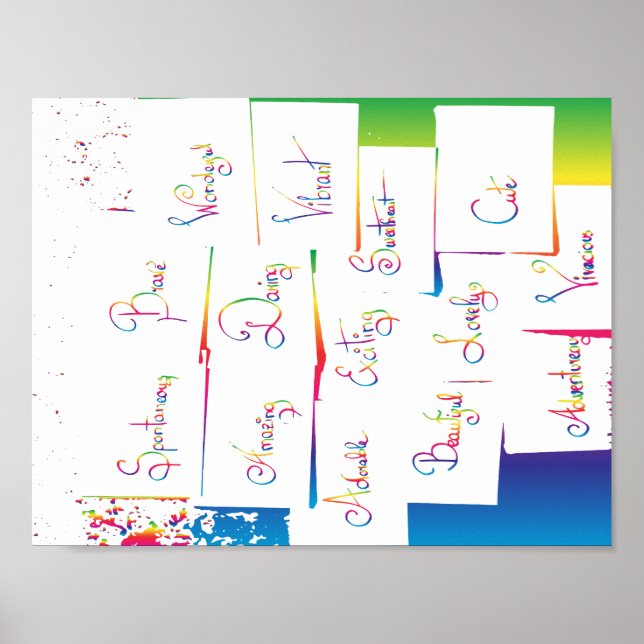 Handwritten Colorful Positive Inspirational words Poster (Front)