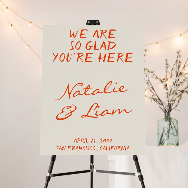 Handwritten Colorful Retro Bold Wedding Welcome  Foam Board (In Situ (Stand))