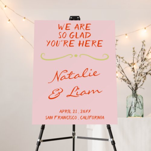 Handwritten Colorful Retro Fun Wedding Welcome  Foam Board