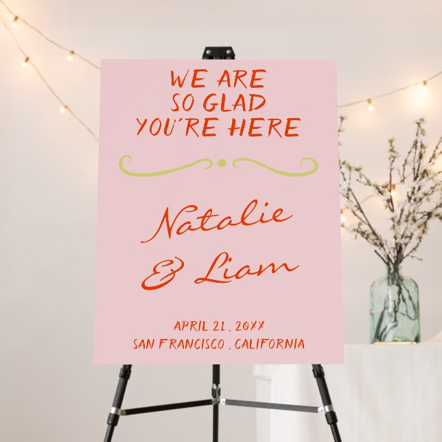 Handwritten Colorful Retro Fun Wedding Welcome  Foam Board (In Situ (Stand))
