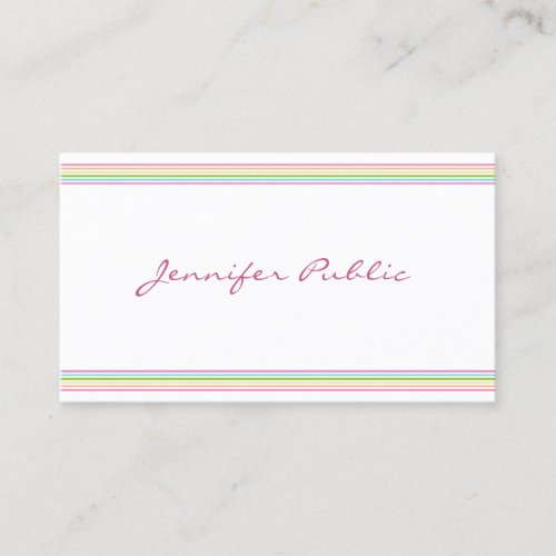 Handwritten Colorful Striped Modern Template Business Card