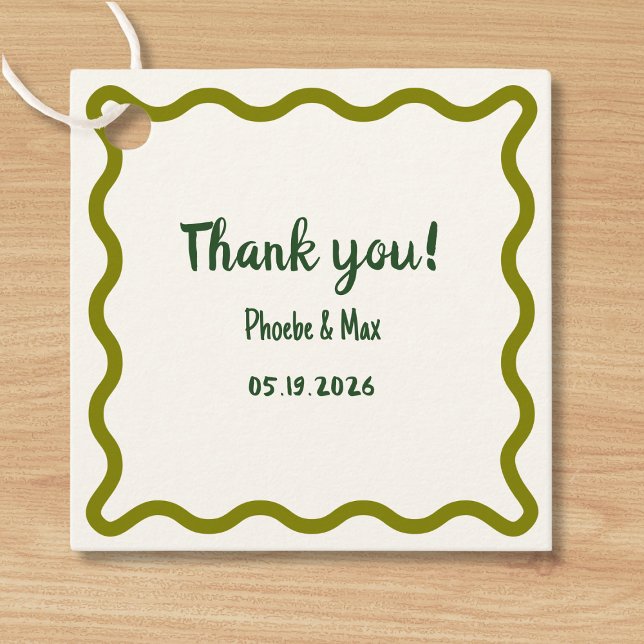 Handwritten Cool Wavy Border Thank You Wedding  Favor Tags (Creator Uploaded)