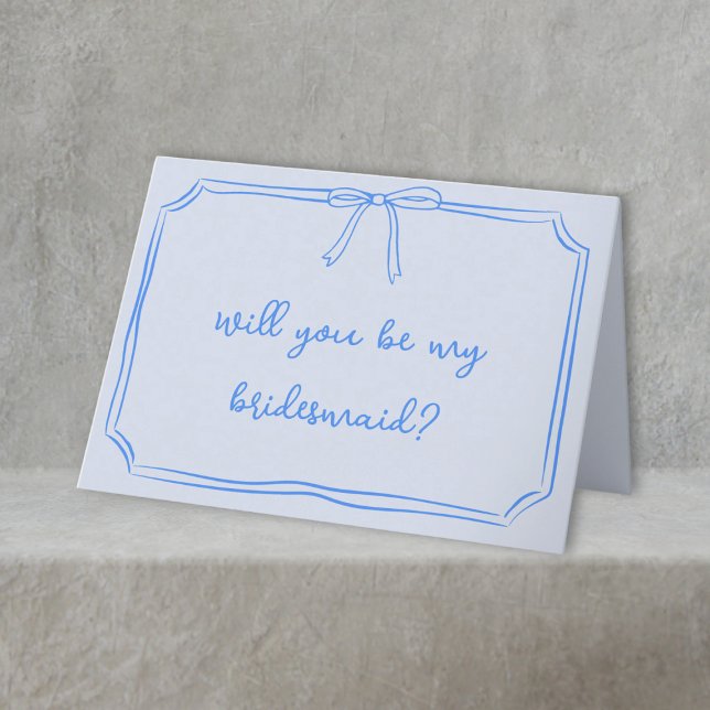 Handwritten Coquette Bow Bridesmaid Proposal Card (Creator Uploaded)