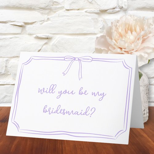 Handwritten Coquette Bow Bridesmaid Proposal Card