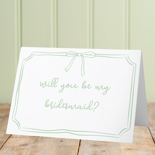 Handwritten Coquette Bow Bridesmaid Proposal Card