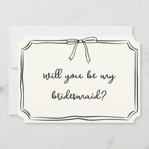 Handwritten Coquette Bow Chic Bridesmaid Proposal Invitation