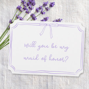 Handwritten Coquette Bow Maid of Honor Proposal Invitation