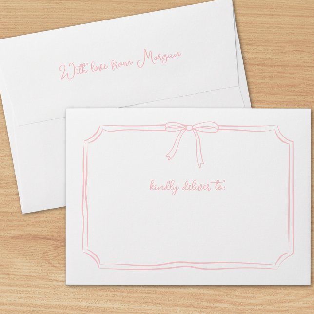 Handwritten Coquette Bow Pink Bridesmaid Proposal Envelope (Creator Uploaded)