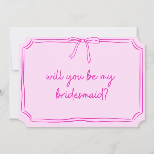 Handwritten Coquette Bow Pink Bridesmaid Proposal Invitation