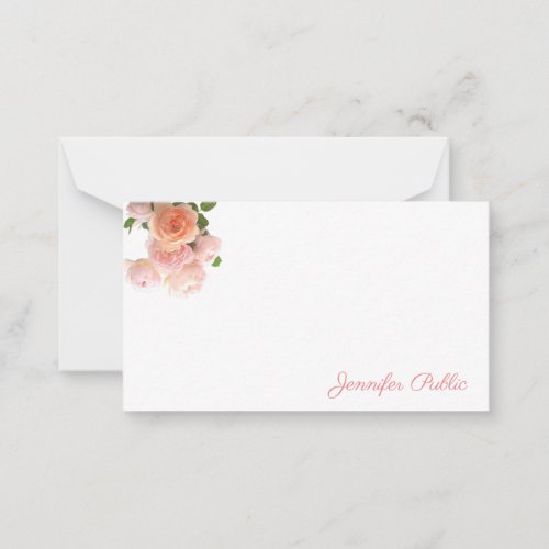 Handwritten Creative Watercolor Roses Pastel Color Note Card