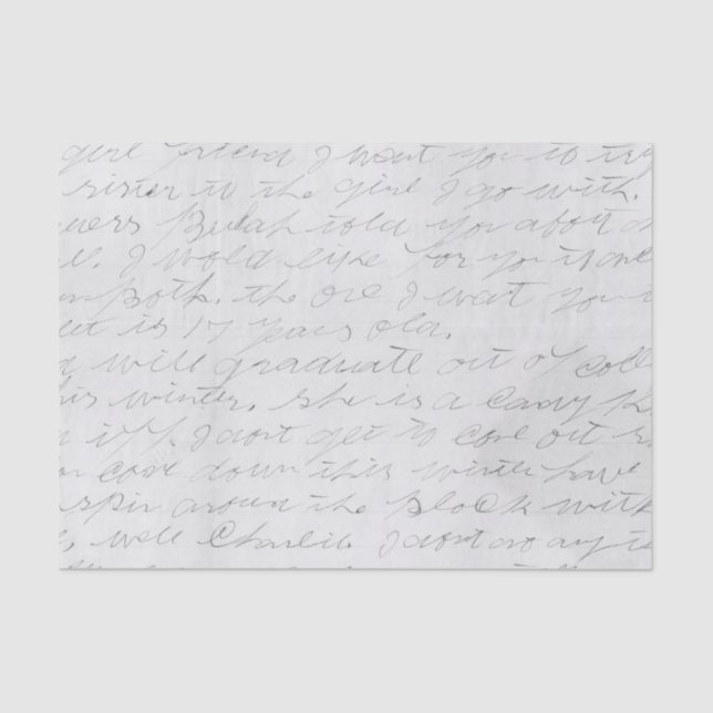 Handwritten Cursive Letter Tissue Paper (Front)