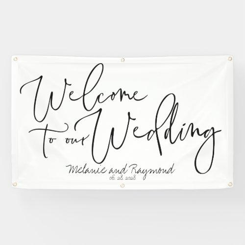 Handwritten Cursive Welcome To Our Wedding 3x5 Banner
