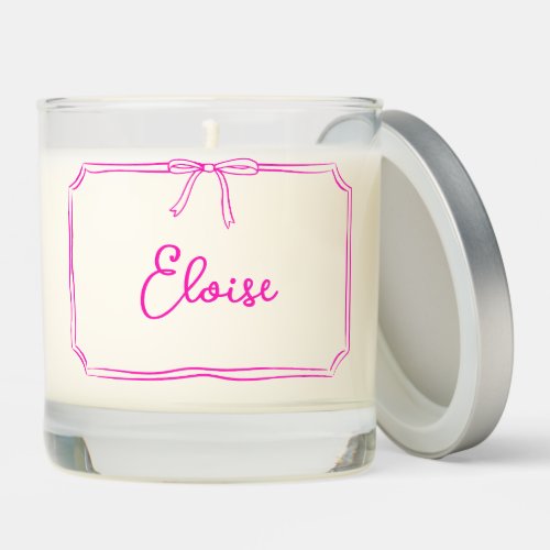 Handwritten Custom Name Coquette Bow Aesthetic Scented Candle