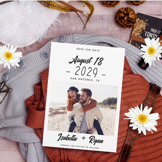 Handwritten Date & Custom Favorite Photo Wedding Save The Date (Creator Uploaded)