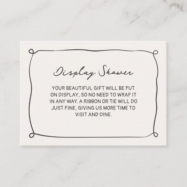 Handwritten Display Shower Bridal Shower Enclosure Card (Front)