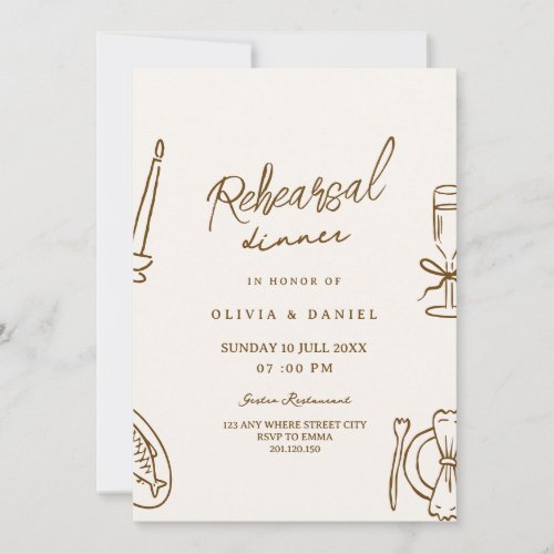 Handwritten doodle whimsical Rehearsal Dinner Invitation