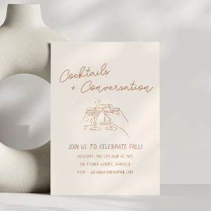 Handwritten Doodles Cocktails Autumn Party  Invitation