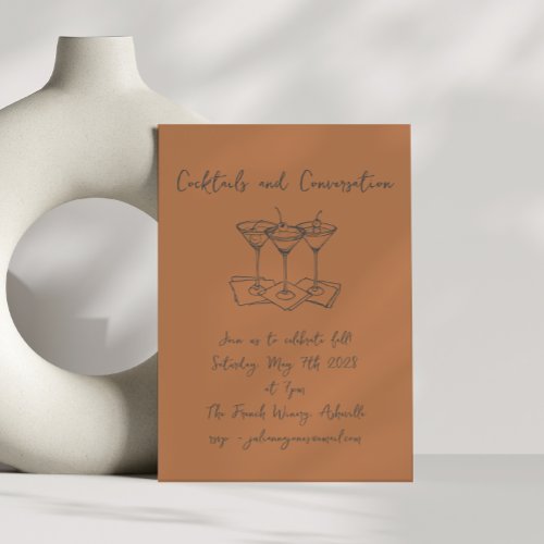 Handwritten Doodles Cocktails Conversation Autumn Invitation