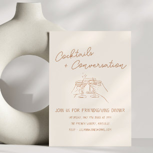 Handwritten Doodles Cocktails Friendsgiving Dinner Invitation