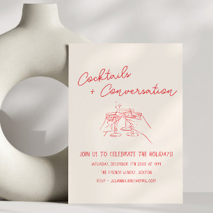 Handwritten Doodles Cocktails Holiday Party Invitation