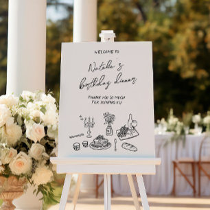 Handwritten Drawn Birthday Dinner Fun Welcome Foam Board