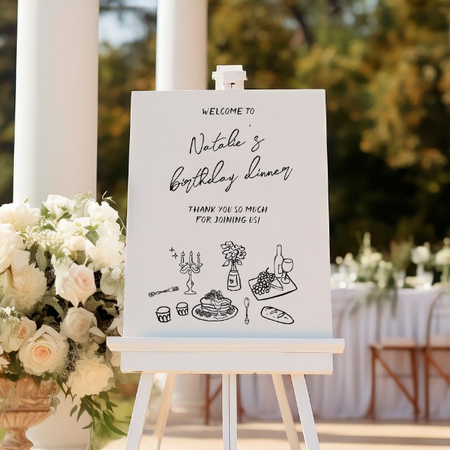 Handwritten Drawn Birthday Dinner Fun Welcome Foam Board (Creator Uploaded)