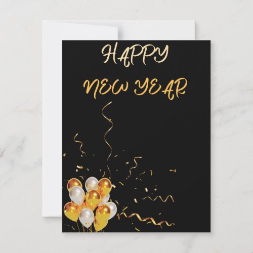handwritten elegant gold and black happy new year  holiday card