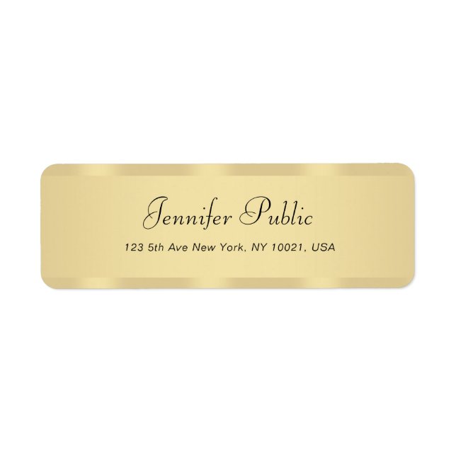 Handwritten Elegant Modern Faux Gold Hand Script Label (Front)