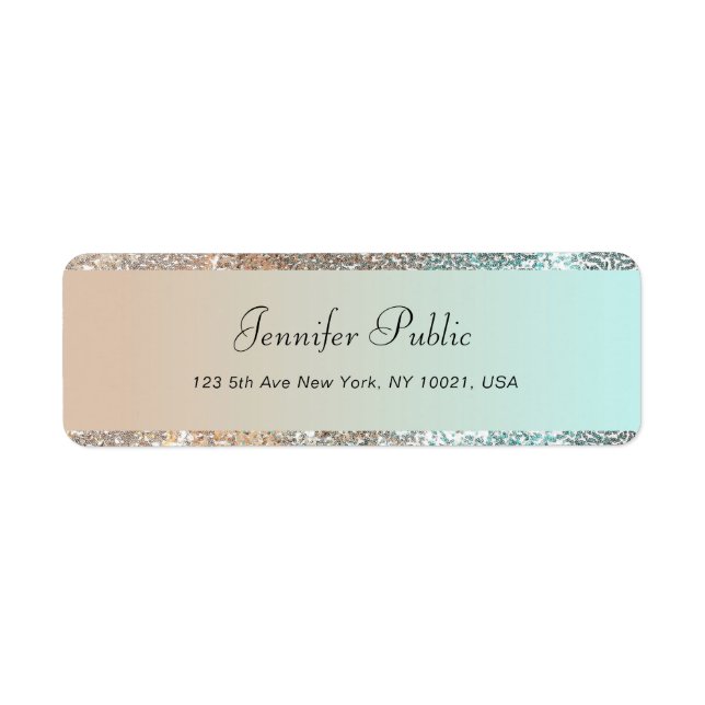 Handwritten Elegant Modern Glitter Hand Script Label (Front)