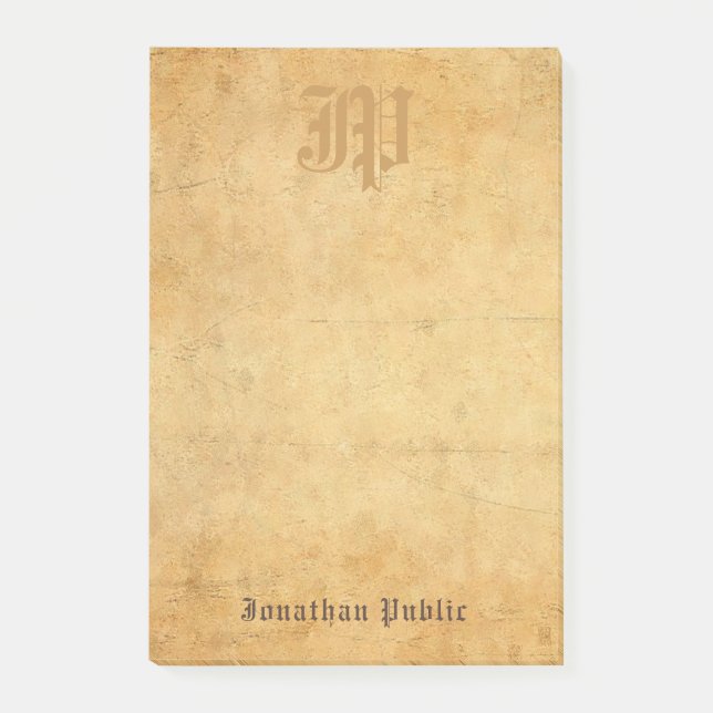 Handwritten Elegant Monogram Vintage Template Post-it Notes (Front)