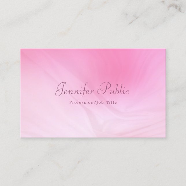 Handwritten Elegant Pink Professional Template Business Card (Front)