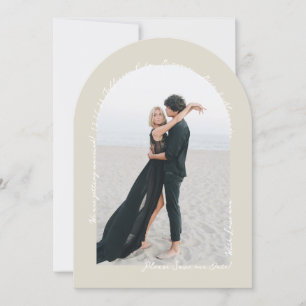 Handwritten Elegant Simple Modern Beige and White Save The Date