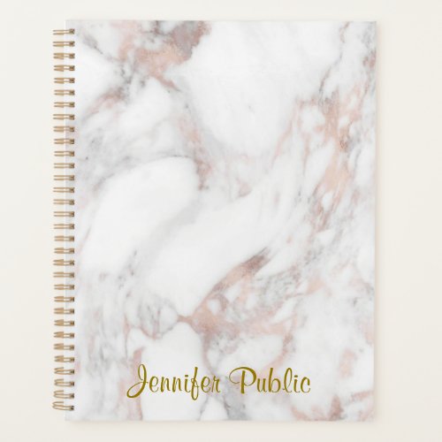 Handwritten Elegant Template Rose Gold Marble Planner