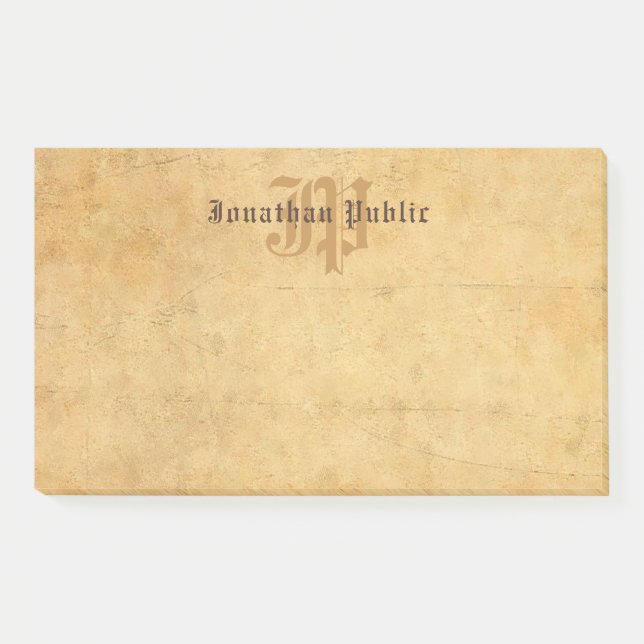 Handwritten Elegant Vintage Monogram Template Post-it Notes (Front)
