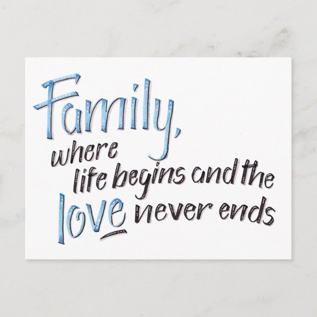 Handwritten Family Quote Postcard (Front)