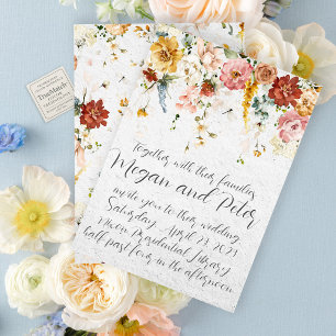 Handwritten Floral Garden Wedding Invitation