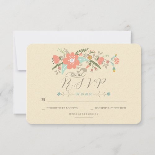 handwritten florals wedding RSVP cards