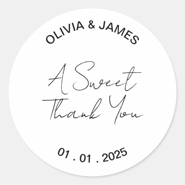 Handwritten Font A Sweet Thank You Labels | Round  (Front)