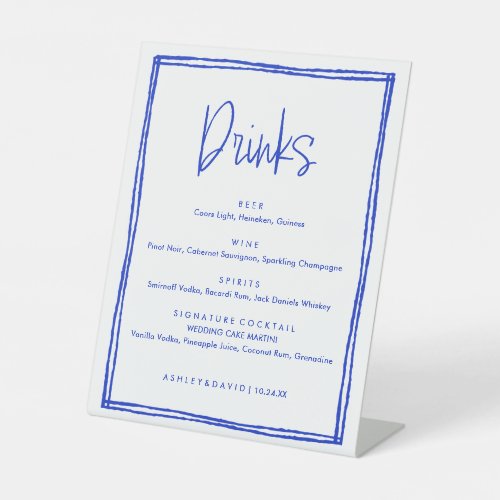 Handwritten French Blue Wedding Bar Sign