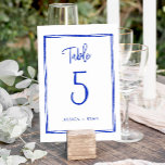 Handwritten French Blue Wedding Table Number<br><div class="desc">Handwritten French Blue Wedding Table Number</div>